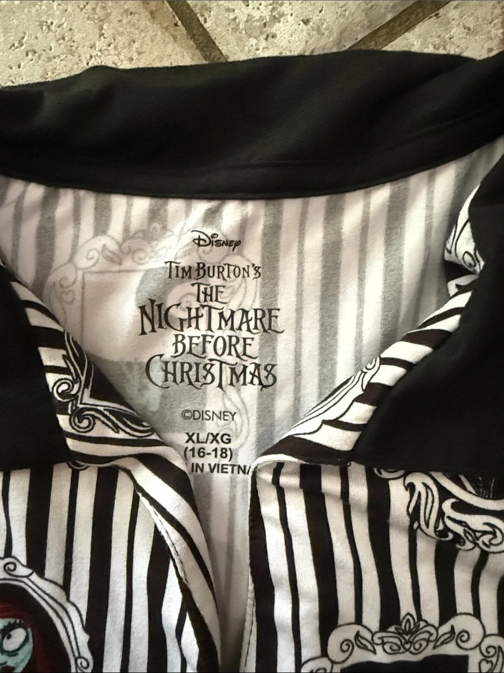 NWOT Disney The Nightmare Before Christmas Black & White Striped Shirt - Picture 2 of 4
